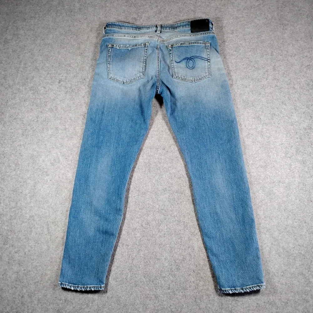R13 Mens Slim Fit Light Wash Distressed Blue Jeans Made in Italy  32x27 - Picture 14 of 16